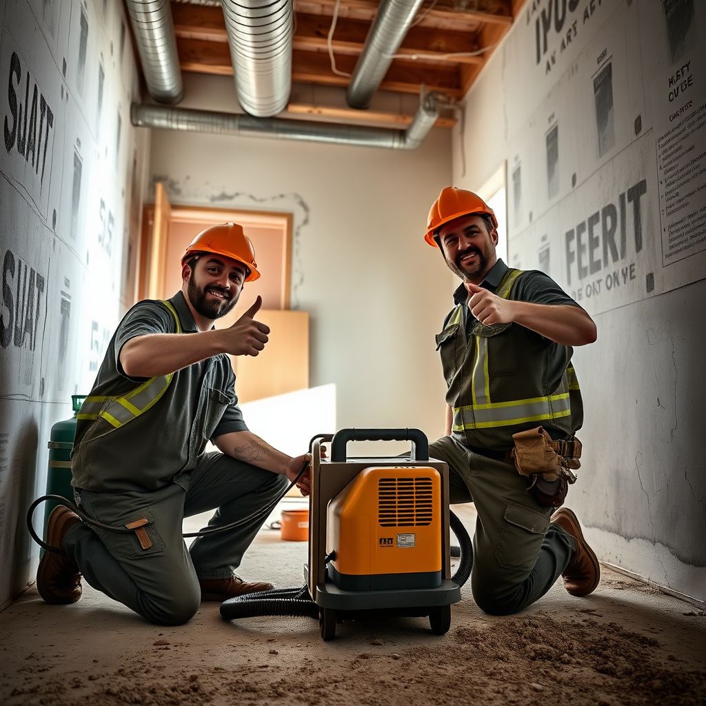 A team of IICRC-certified mold remediation technicians preparing equipment outside a Converse home.