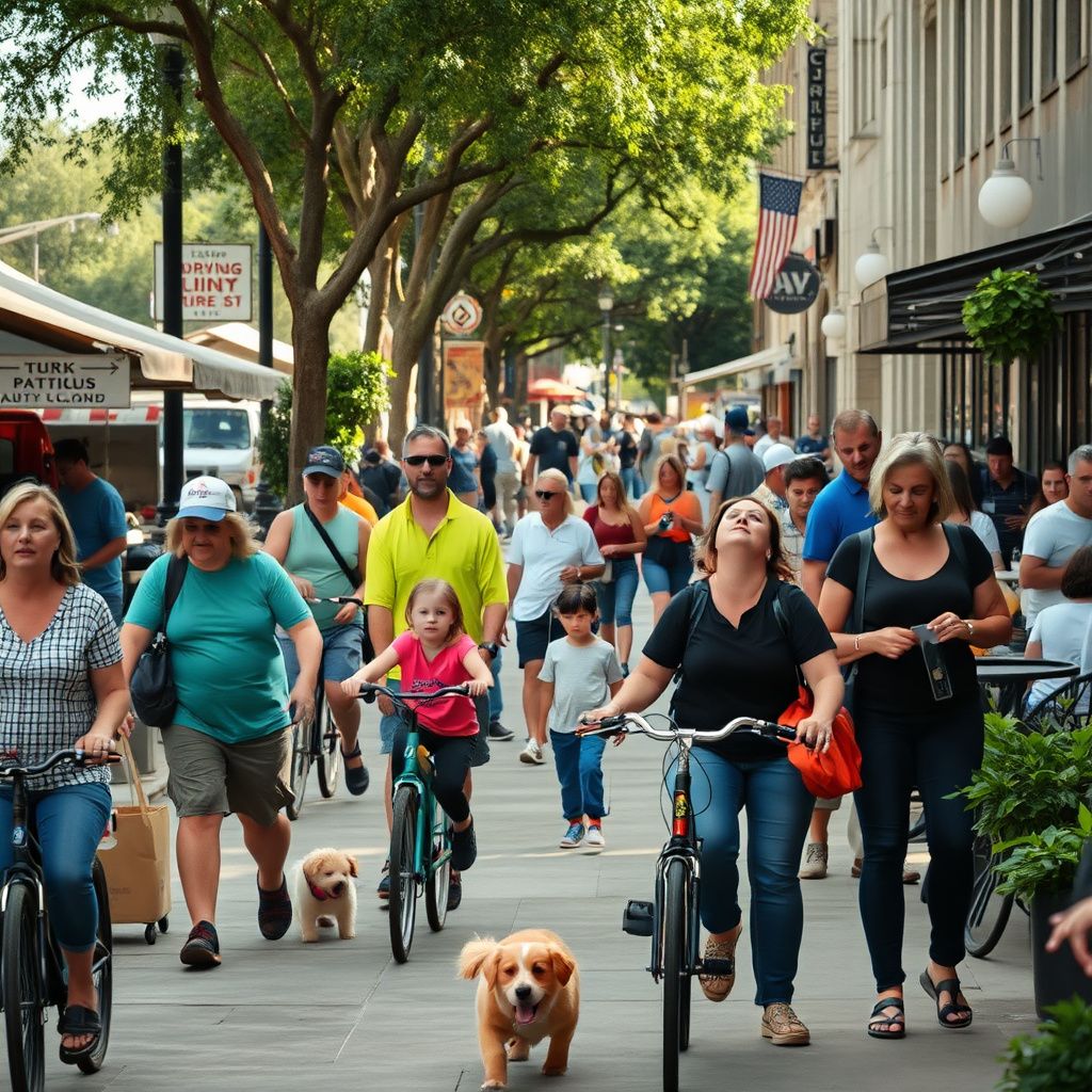 A vibrant street scene along Fredericksburg Road in Balcones Heights, Texas, showing local businesses and cars under a sunny sky, reflecting the city's commercial heart.